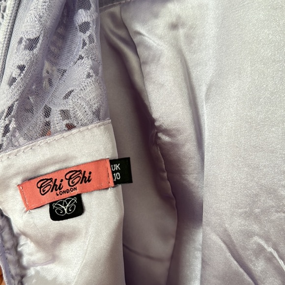 Chi Chi London Lilac Lace Mock Neck Floral Midi Dress - Picture 7 of 8